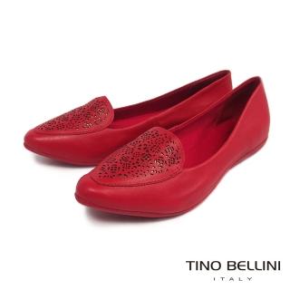 【tino bellini 貝里尼】巴西進口高雅鏤空點金平底鞋tf9020(紅)