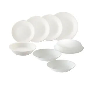 【CorelleBrands 康寧餐具】純白8件式碗盤組(H12)