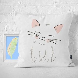 【IHERMI】貓咪插畫B 抱枕套 IHERMI 臺灣製 抱枕 45cm(居家生活 創意 靠枕 帆布 寵物 動物 可愛)