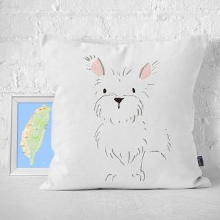 【IHERMI】狗狗插畫A 抱枕套 IHERMI 臺灣製 抱枕 45cm(居家生活 創意 靠枕 帆布 寵物 動物 可愛)