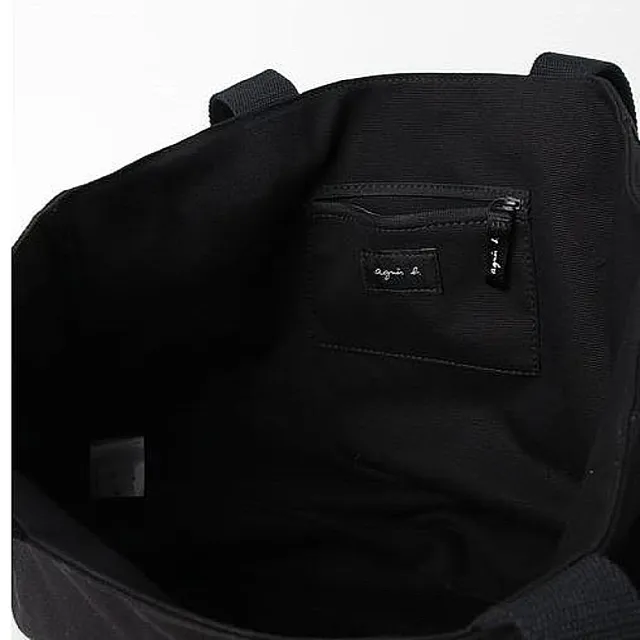 【agnes b.】Voyage 帆布 logo 小型托特包 黑