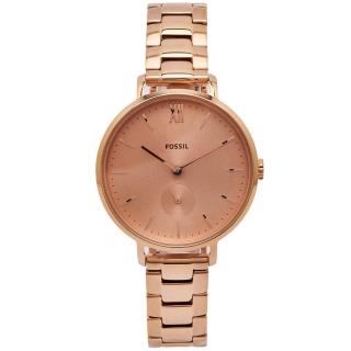 【FOSSIL】Kalya 玫瑰金色小秒針手錶-玫瑰金面X玫瑰金色/36mm(ES4571)