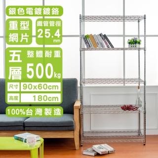 【dayneeds 日需百備】荷重型 90x60x180公分 電鍍（鎖管）五層架(鐵力士架/收納層架/展示架/層架/鐵架)