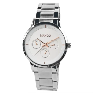 【MANGO】都會雅痞時尚腕錶(白色/43mm)