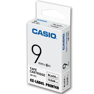 【CASIO 卡西歐】標籤機專用色帶-9mm透明底黑字(XR-9X1)