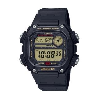 【CASIO 卡西歐】CASIO 電子錶 運動風格 防水200米 礦物玻璃 LED燈光 橡膠錶帶(DW-291H-9A)