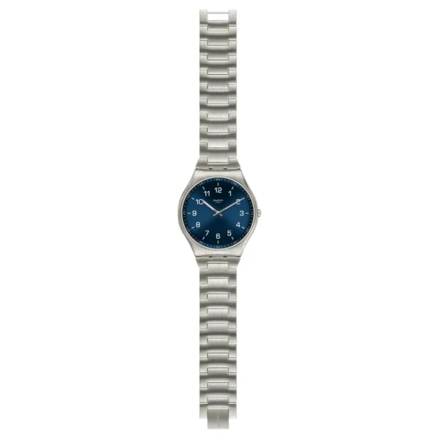 【SWATCH】超薄金屬手錶 SKIN SUIT BLUE 瑞士錶 錶(42mm)
