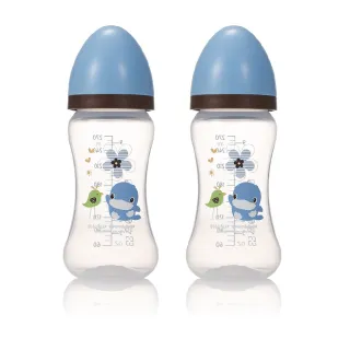 【KU.KU. 酷咕鴨】歐風經典PP寬口奶瓶270ml二入組(藍/粉)