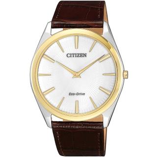 【CITIZEN 星辰】光動能 現代風尚薄型時尚男錶-銀x咖啡/38.4mm(AR3074-03A)