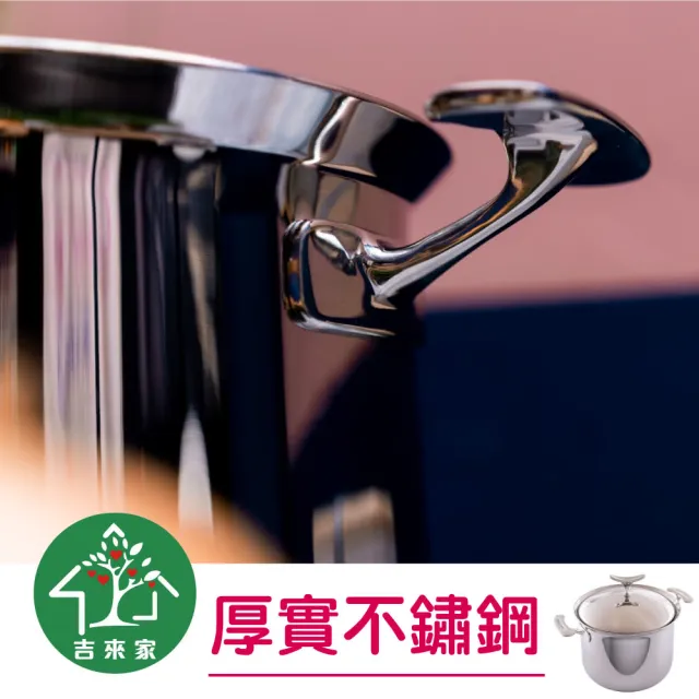 【吉來家】瑞士鏡面鯨魚不鏽鋼高湯鍋22cm-附鍋蓋★送湯杓(鏡面拋光工藝/電磁爐&IH爐OK)