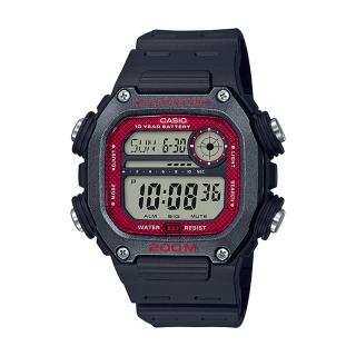 【CASIO 卡西歐】CASIO 電子錶 運動風格 防水200米 礦物玻璃 LED燈光 橡膠錶帶(DW-291H-1B)