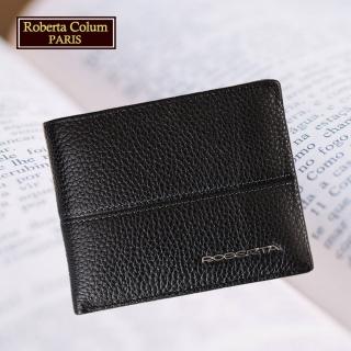 【Roberta Colum】母親節禮物 諾貝達專櫃皮夾 進口軟牛皮短夾 短版皮夾(25005-1黑色)