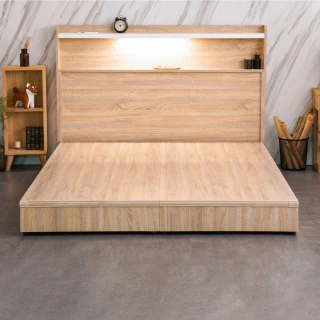 【本木】艾拉菈 北歐插座LED燈房間二件組 床頭+六分加厚床底(單大3.5尺)