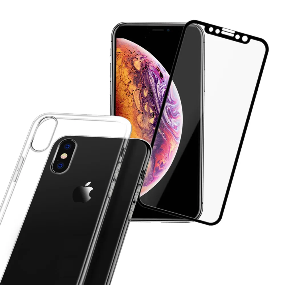 iPhone X XS保護貼滿版軟邊藍紫光9H玻璃鋼化膜(3入 X保護貼 XS保護貼)