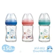 【KU.KU. 酷咕鴨】夢想樂章寬口玻璃奶瓶150ml(月光藍/早春粉/原野綠)
