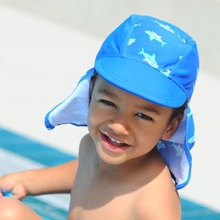 【德國Playshoes】嬰兒童抗UV防曬水陸兩用遮頸帽-鯊魚(護頸遮脖遮陽帽泳帽)