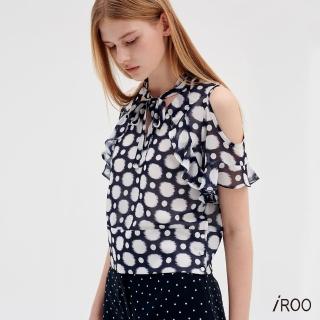 【iROO】荷葉挖肩波點上衣