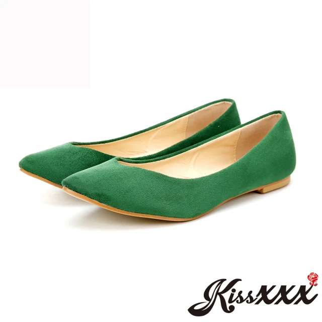 【KissXXX】時尚心機V型淺口舒適平底休閒鞋(綠)