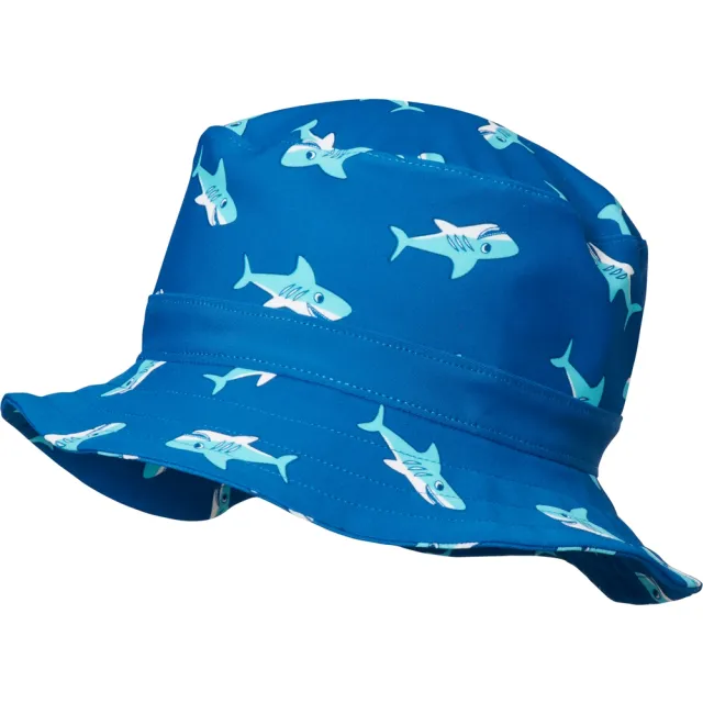 【德國Playshoes】嬰兒童抗UV防曬水陸兩用漁夫帽-鯊魚(護頸遮脖遮陽帽泳帽)
