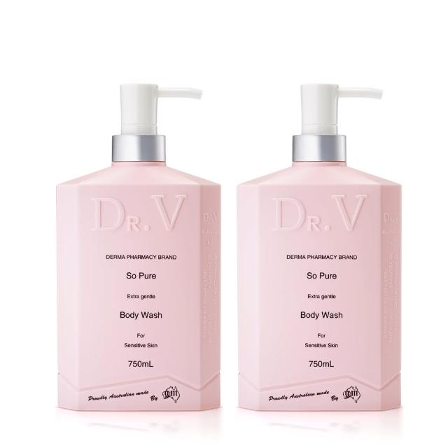 【澳洲Dr. V 即期品】專業級配方-純淨溫和沐浴乳-2026年5月到期(2入組 750ml/瓶)