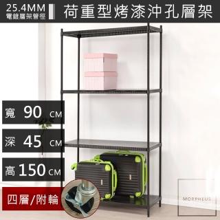 【海克力斯】 90*45*150四層沖孔烤漆黑鐵架(台灣製造高品質鐵架)