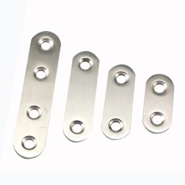 AC043 10入裝 不銹鋼一字型 直片角鐵 56X16MM(厚1.5MM 180度連接片 角碼 固定片 鐵片 加強鐵白鐵 支架)