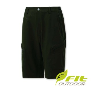 【Fit 維特】男-吸排抗UV機能短褲-墨綠 KS1901-49(短褲/休閒褲/彈性/舒適短褲)