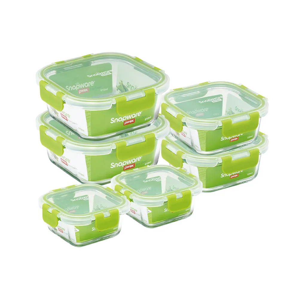【CorelleBrands 康寧餐具】可拆扣分隔玻璃保鮮盒6件組-F02