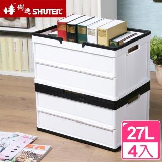 【SHUTER 樹德】代代木折疊收納籃27L-4入(MIT台灣製 露營/野餐/玩具/車用/零食置物箱)