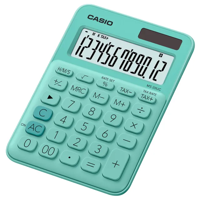 【CASIO 卡西歐】12位元繽紛馬卡龍色系便利型計算機-薄荷綠(MS-20UC-GN)