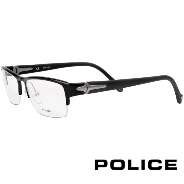 【POLICE】義大利經典半框設計款光學眼鏡(黑/銀 POV8740-0531)