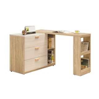 【柏蒂家居】席拉4尺多功能伸縮L型書桌/收納餐櫃組合(置物櫃+工作桌面架)