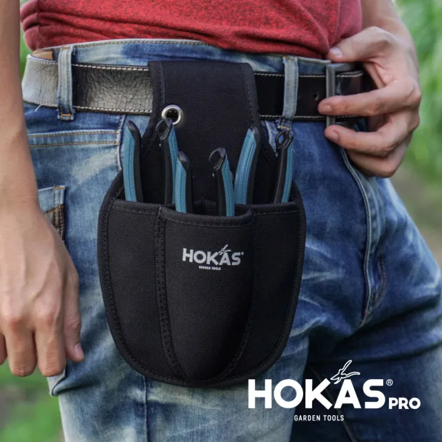 【HOKAS】三入工具袋 台灣製(工具套 收納套 工具腰包 加厚帆布 水電腰包 S414)