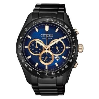 【CITIZEN 星辰】GENTS獨特風格光動能藍寶石玻璃-藍金43mm(CA4458-88L)