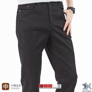 【NST JEANS】黑皮松花紋 彈性休閒男褲-中腰直筒(390-5853)