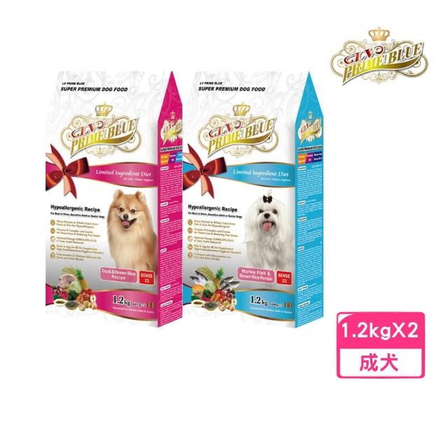 【LV 藍帶】精選低敏成犬  1.2kg*2包組（魚肉糙米/鴨肉糙米）(狗糧、狗飼料、犬糧)