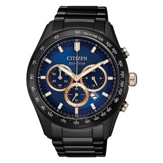 【CITIZEN 星辰】GENTS獨特風格光動能藍寶石玻璃-藍金43mm(CA4458-88L)