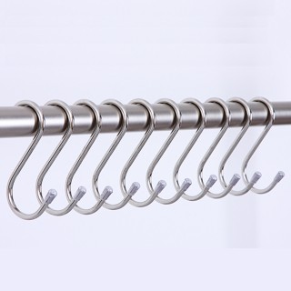 AF022-L14 5入裝 不銹鋼 S掛鉤 14cm 掛鉤 掛勾 塑膠帽 白鐵鉤 曬衣架S鉤(電鍍合金 S型掛鉤 S吊勾)