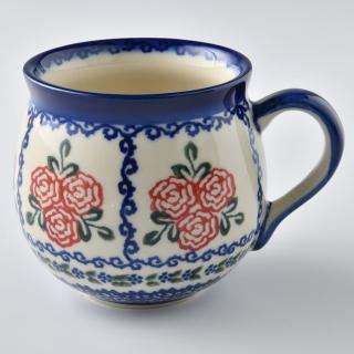 【美學生活 波蘭陶】波蘭陶 Vena 胖胖杯 馬克杯 咖啡杯 水杯 300 ml 波蘭手工製(漫野薔薇系列)