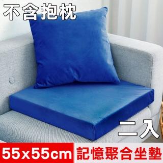 【凱蕾絲帝】臺灣製造-高支撐記憶聚合加厚絨布坐墊/沙發墊/實木椅墊55x55cm(深藍二入)