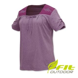 【Fit 維特】女-雪花方型領抗UV排汗衣-紫羅蘭 ES2117-66(抗UV/排汗衣/方型領)