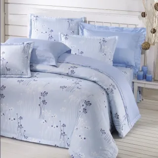 【Prawear 巴麗維亞】精梳棉植物花卉六件式兩用被床罩組藍天浪漫(雙人)