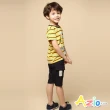 【Azio Kids 美國派】男童  短褲 側大口袋貼布標純色休閒短褲(藍)