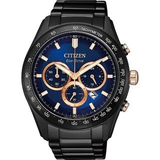 【CITIZEN 星辰】光動能三眼計時手錶-藍/43mm 母親節 禮物 男錶(CA4458-88L)