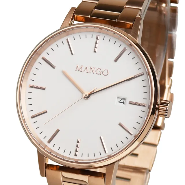 【MANGO】永恆經典超薄時尚腕錶(玫瑰金/42mm)