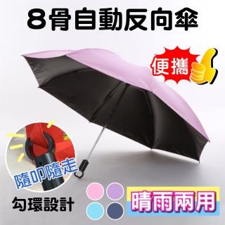 【SINEW KOKO立扣】黑膠自動折疊反向傘 1入(抗uv自動伸縮晴雨摺疊傘/短傘)