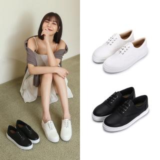 【FUFA Shoes 富發牌】文藝小清新綁帶小白鞋-白 1BE59(休閒鞋/平底鞋/懶人鞋)