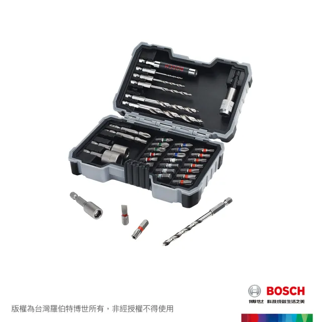 【BOSCH 博世】35件木工鑽頭起子頭套裝組