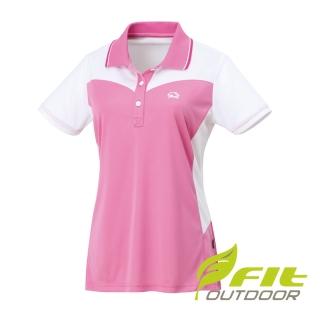 【Fit 維特】女-吸排短袖POLO衫-粉紅 JS2107-12(透氣合身/短袖上衣/運動/休閒/戶外登山)