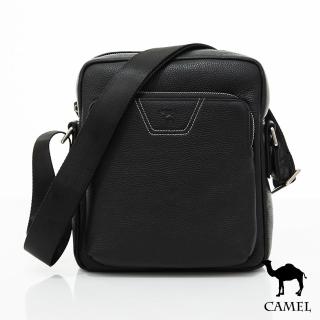 【CAMEL】商務紳士荔枝紋牛皮側揹包